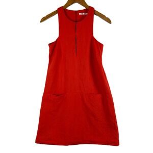 Emerson Fry Red Cutout Mod Linen Sleeveless Mini‎ Dress Pockets XXS